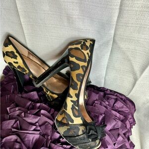 BCBG Paris Animal Print Peep Toe Heels